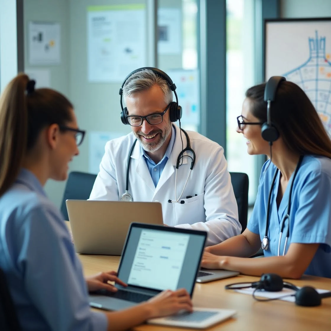 Healthcare professionals using transcription